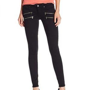 PAIGE Edgemont Ultra Skinny Moto Jeans in Black Shadow, Size 25